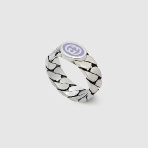 Gucci .925 Silver Link Ring Blue/Purple